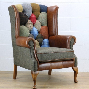 Designer armchair in patchwork style